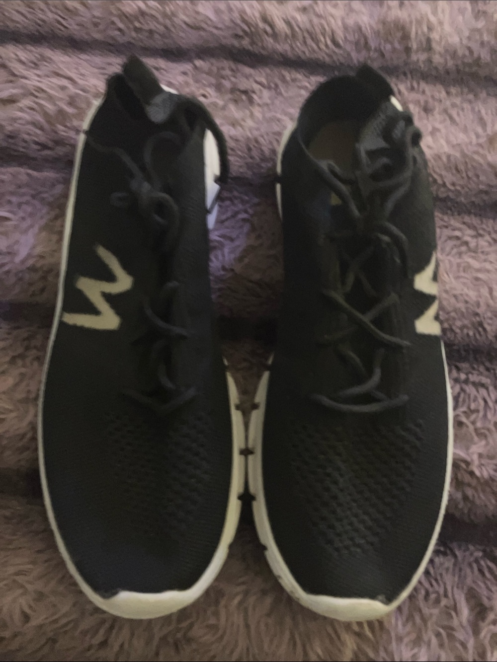 Black Knit Athletic Sneakers with White Sole